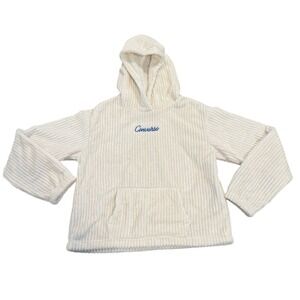 Converse Girls XL White Ribbed Pullover Hoodie 13-15Y Soft Fleece Cozy‎